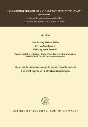 Über die Strömungsformen in einem Strahlapparat bei nicht normalen Betriebsbedingungen von Zeller,  Helmut