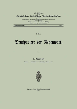 Ueber Druckpapiere der Gegenwart von Martens,  A.