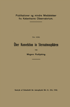 Über Konvektion in Sternatmosphären von Rudkjøbing,  Mogens