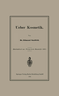 Ueber Kosmetik von Saalfeld,  Edmund