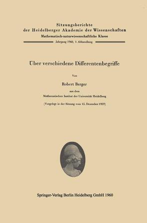 Über verschiedene Differentenbegriffe von Berger,  Robert
