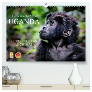 UGANDA – Berggorillas & Chimps (hochwertiger Premium Wandkalender 2024 DIN A2 quer), Kunstdruck in Hochglanz von Woyke,  Wibke