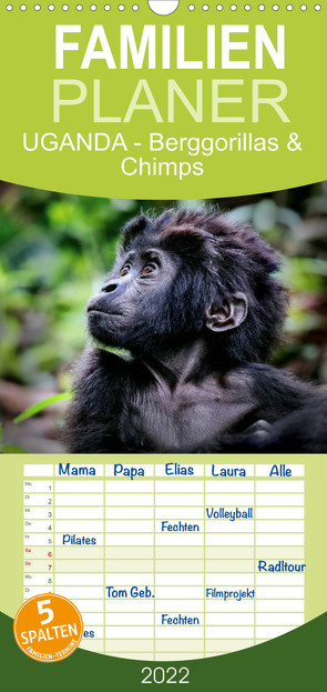 Familienplaner UGANDA – Berggorillas & Chimps (Wandkalender 2022 , 21 cm x 45 cm, hoch) von Woyke,  Wibke