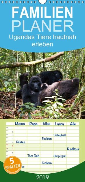 Ugandas Tiere hautnah erleben – Familienplaner hoch (Wandkalender 2019 , 21 cm x 45 cm, hoch) von Krause,  Johanna