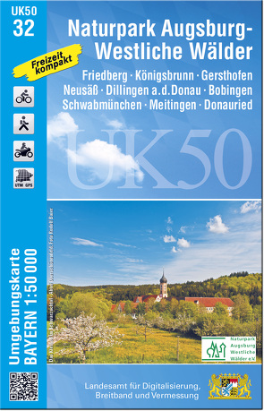 UK50-32 Naturpark Augsburg – Westliche Wälder von Landesamt für Digitalisierung,  Breitband und Vermessung,  Bayern