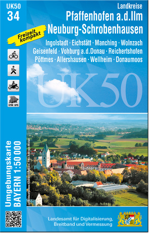 UK50-34 Landkreise Pfaffenhofen a.d.Ilm, Neuburg-Schrobenhausen von Landesamt für Digitalisierung,  Breitband und Vermessung,  Bayern