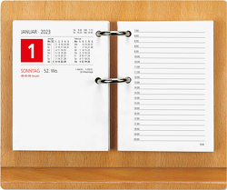 Umlege-Kalender 2023 – 8×10,8 cm – 1 Tag auf 2 Seiten – zum Einheften – Bürokalender mit 2-fach Lochung – Stundeneinteilung von 7 – 20 Uhr – 336-0000