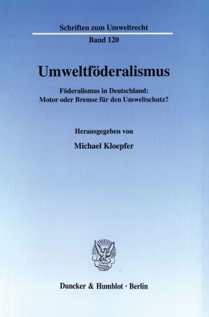 Umweltföderalismus. von Kloepfer,  Michael