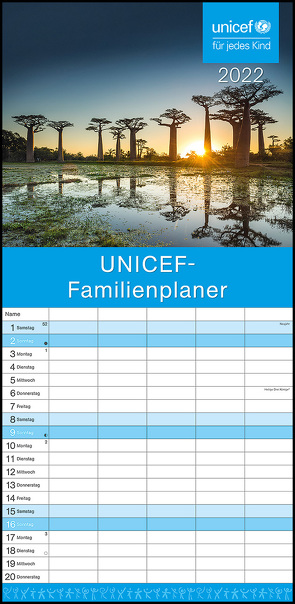 UNICEF 2022 Familienplaner – Familien-Timer – Termin-Planer – Kinder-Kalender – Familien-Kalender – Wohltätigkeits-Kalender – 22×45