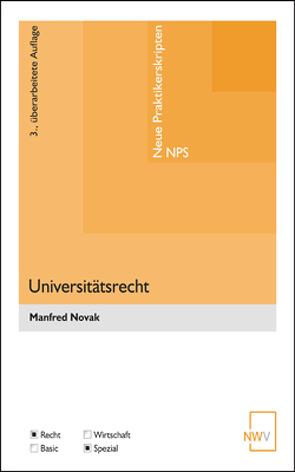 Universitätsrecht von Novak,  Manfred