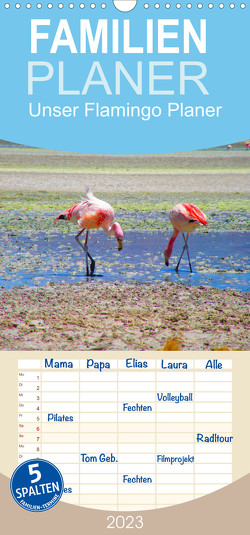 Unser Flamingo Planer – Familienplaner (Wandkalender 2023 , 21 cm x 45 cm, hoch) von Marlena Büchler,  Piera