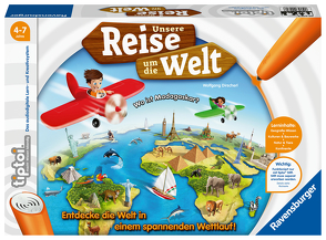 Ravensburger tiptoi Spiel 00070 Unsere Reise um die Welt – Lernspiel ab 4 Jahren, lehrreiches Geografiespiel für Jungen und Mädchen, für 1-4 Spieler