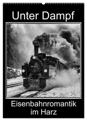Unter Dampf. Eisenbahnromantik im Harz (Wandkalender 2024 DIN A2 hoch), CALVENDO Monatskalender von Maurer,  Marion