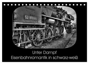 Unter Dampf – Eisenbahnromantik in schwarz-weiß (Tischkalender 2024 DIN A5 quer), CALVENDO Monatskalender von Härlein,  Peter