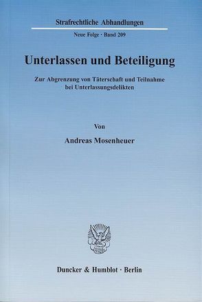 Unterlassen und Beteiligung. von Mosenheuer,  Andreas