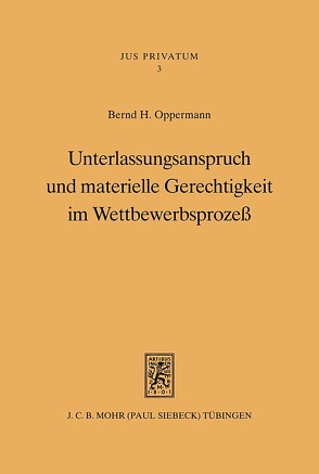 Unterlassungsanspruch und materielle Gerechtigkeit im Wettbewerbsprozeß von Oppermann,  Bernd H