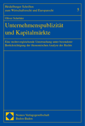 Unternehmenspublizität und Kapitalmärkte von Schröder,  Oliver