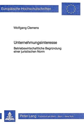 Unternehmungsinteresse von Clemens,  Wolfgang