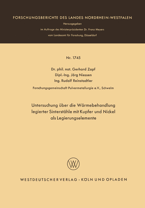 Untersuchung über die Wärmebehandlung legierter Sinterstähle mit Kupfer und Nickel als Legierungselemente von Zapf,  Gerhard