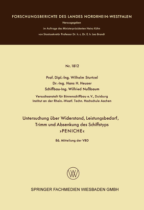 Untersuchung über Widerstand, Leistungsbedarf, Trimm und Absenkung des Schiffstyps von Sturtzel,  Wilhelm