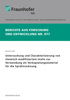Untersuchung und Charakterisierung von chemisch modifiziertem Inulin zur Verwendung als Verkapselungsmaterial für die Sprühtrocknung. von Walz,  Michael