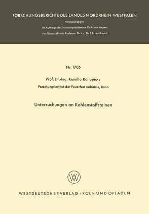 Untersuchungen an Kohlenstoffsteinen von Konopicky,  Kamillo