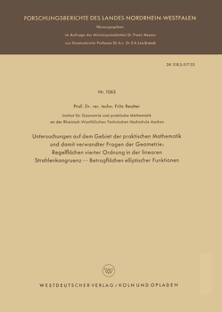 Untersuchungen auf dem Gebiet der praktischen Mathematik und damit verwandter Fragen der Geometrie von Reutter,  Fritz