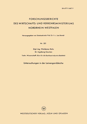 Untersuchungen in der Leinengarnbleiche von Rohs,  Waldemar