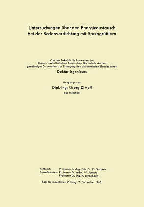 Untersuchungen über den Energieaustausch bei der Bodenverdichtung mit Sprungrüttlern von Dimpfl,  Georg