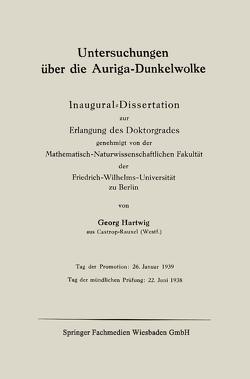 Untersuchungen über die Auriga-Dunkelwolke von Hartwig,  Georg