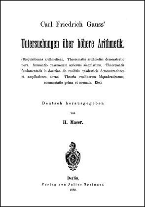 Untersuchungen über höhere Arithmetik von Gauss,  Carl Friedrich