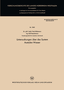 Untersuchungen über das System Acetylen-Wasser von Hölemann,  Paul