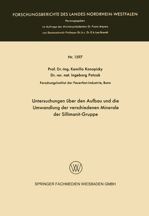 Untersuchungen über den Aufbau und die Umwandlung der verschiedenen Minerale der Sillimanit-Gruppe von Konopicky,  Kamillo