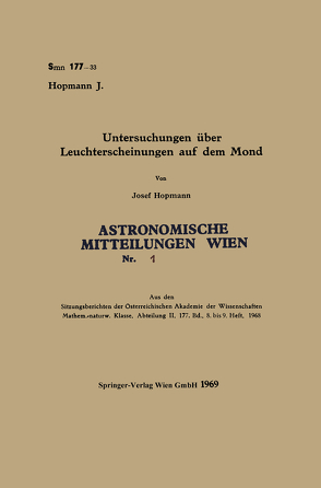 Untersuchungen über Leuchterscheinungen auf dem Mond von Hopmann,  Josef