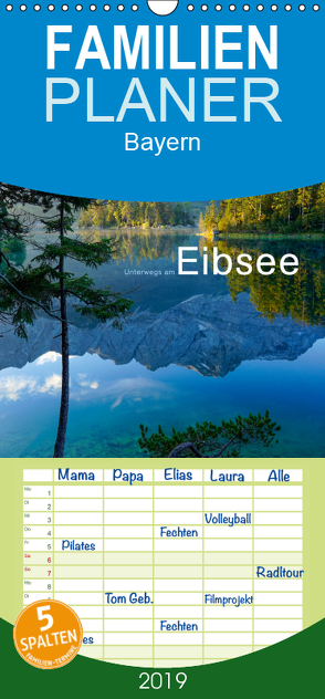 Unterwegs am Eibsee – Familienplaner hoch (Wandkalender 2019 , 21 cm x 45 cm, hoch) von Maier,  Norbert