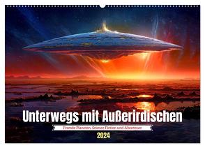 Unterwegs mit Außerirdischen (Wandkalender 2024 DIN A2 quer), CALVENDO Monatskalender von Waurick,  Kerstin