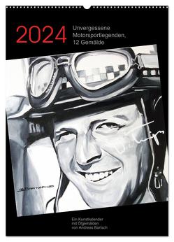 Unvergessene Motorsportlegenden, 12 Gemälde (Wandkalender 2024 DIN A2 hoch), CALVENDO Monatskalender von Bartsch,  Andreas