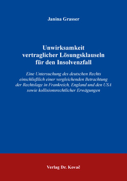 Unwirksamkeit vertraglicher Lösungsklauseln für den Insolvenzfall von Grasser,  Janina