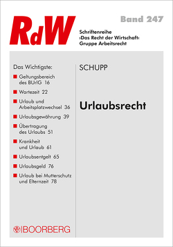 Urlaubsrecht von Schupp,  Antje