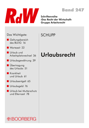 Urlaubsrecht von Schupp,  Antje