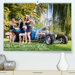 US Car Classics 2021 – Klassische amerikanische Autos und PinUp Girls (Premium, hochwertiger DIN A2 Wandkalender 2021, Kunstdruck in Hochglanz) von Suhl,  Michael