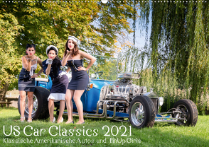 US Car Classics 2021 – Klassische amerikanische Autos und PinUp Girls (Wandkalender 2021 DIN A2 quer) von Suhl,  Michael