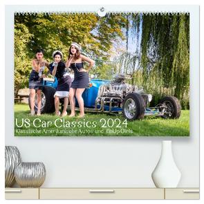 US Car Classics 2024 – Klassische amerikanische Autos und PinUp Girls (hochwertiger Premium Wandkalender 2024 DIN A2 quer), Kunstdruck in Hochglanz von Suhl,  Michael
