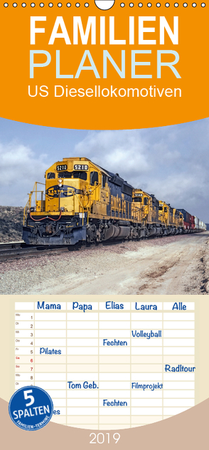 US Diesellokomotiven – Familienplaner hoch (Wandkalender 2019 , 21 cm x 45 cm, hoch) von Schulz-Dostal,  Michael