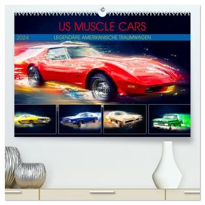 US Muscle Cars Legendäre Amerikanische Traumwagen (hochwertiger Premium Wandkalender 2024 DIN A2 quer), Kunstdruck in Hochglanz von Meutzner,  Dirk