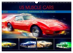 US Muscle Cars Legendäre Amerikanische Traumwagen (Wandkalender 2024 DIN A3 quer), CALVENDO Monatskalender von Meutzner,  Dirk
