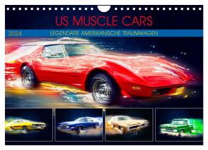 US Muscle Cars Legendäre Amerikanische Traumwagen (Wandkalender 2024 DIN A4 quer), CALVENDO Monatskalender von Meutzner,  Dirk