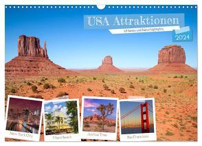 USA ATTRAKTIONEN Urbanes und Naturhighlights (Wandkalender 2024 DIN A3 quer), CALVENDO Monatskalender von Viola,  Melanie