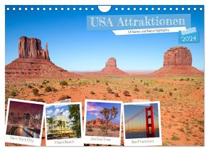 USA ATTRAKTIONEN Urbanes und Naturhighlights (Wandkalender 2024 DIN A4 quer), CALVENDO Monatskalender von Viola,  Melanie