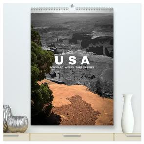 USA – Schwarz weiss Farbenspiel / CH-Version (hochwertiger Premium Wandkalender 2024 DIN A2 hoch), Kunstdruck in Hochglanz von Stut Artwork,  Mona